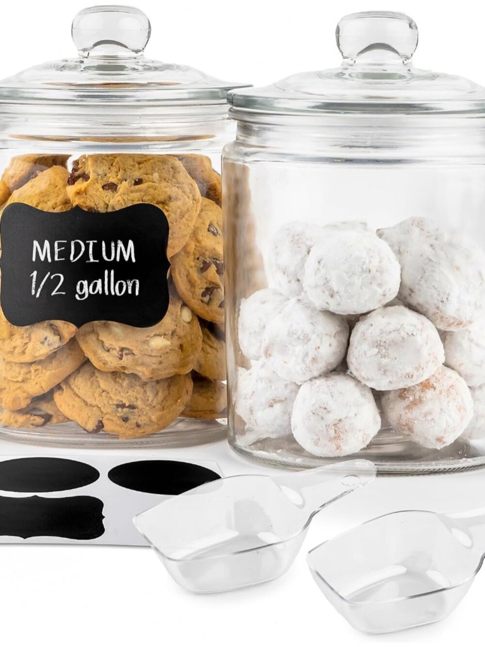 Glass Storage Containers with Lids, 1/2 Gallon, Set of 2, Glass Kitchen Jars, Fo